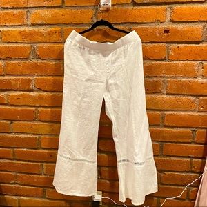 White Linen Wide-Legged Pants